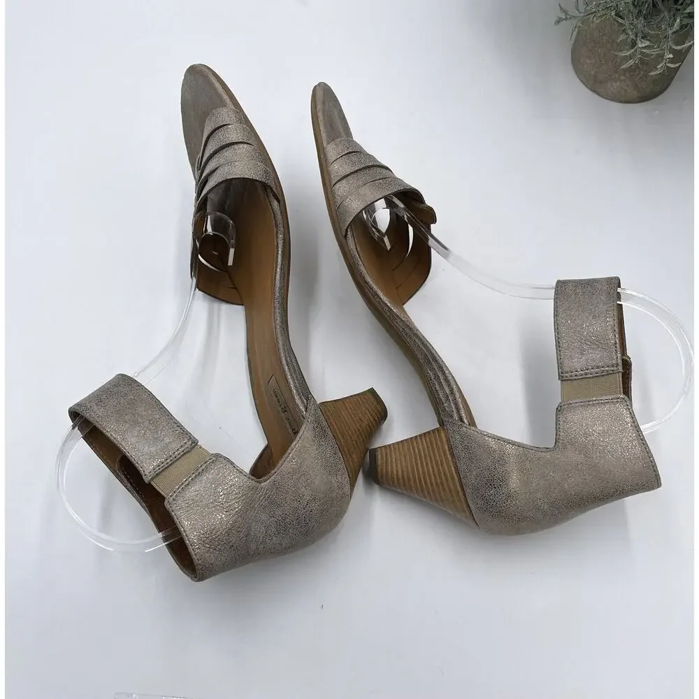Paul Green Metallic leather Coco huarache Stacked heels Sandals Us‎ Sz 10/UK 7.5